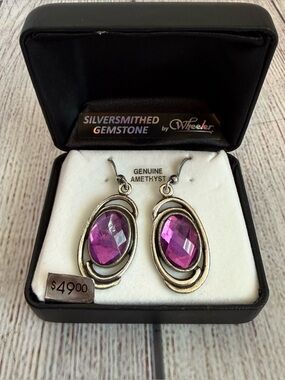 WHEELER Genuine Amethyst Earrings in Box